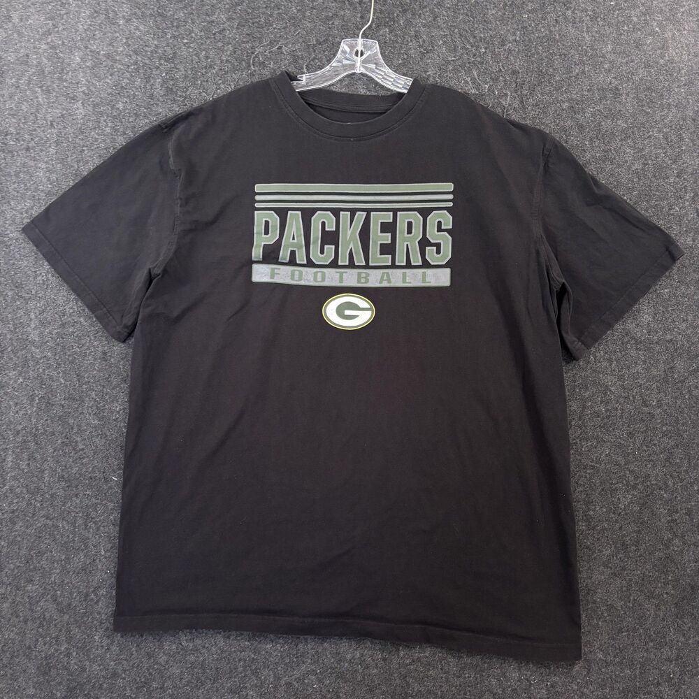 Green Bay Packers Shirt Men's XLT Black NFL Football Short Sleeve Fanatics Tall